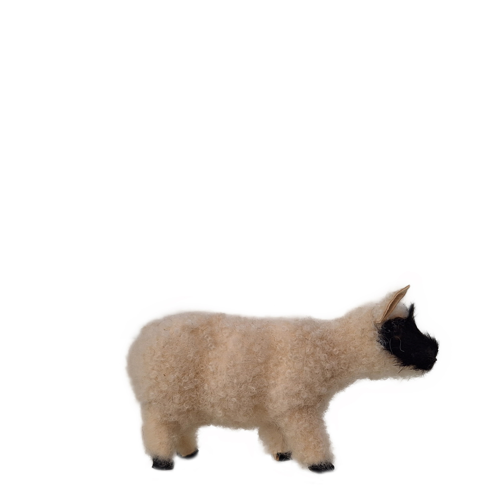 Stehendes Lamm - 9cm lang - dunkles Gesicht