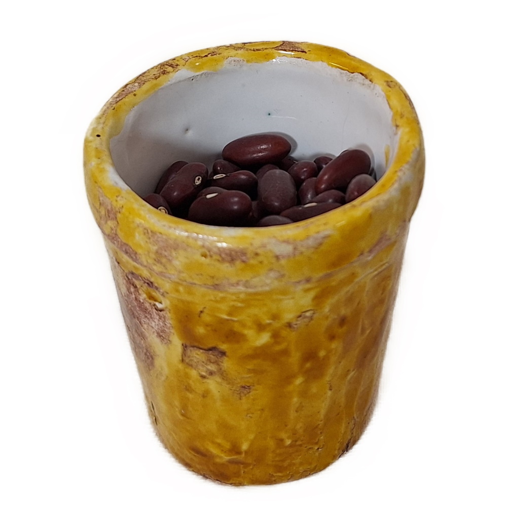 Gefäß mit besonderer Lasur in gelb-braun